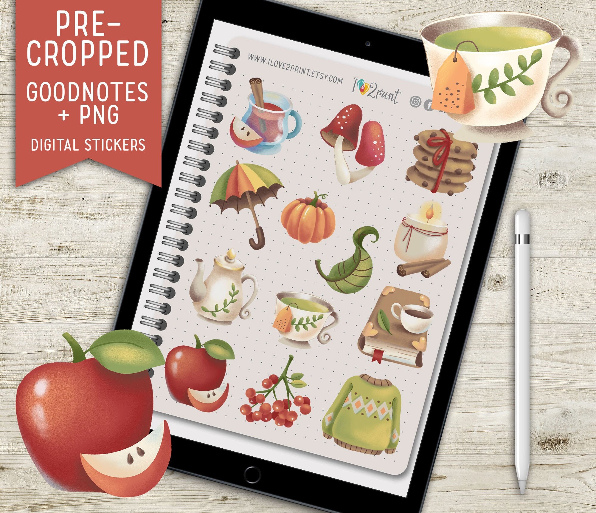 Autumn GoodNotes Stickers Fall Sticker Book Digital Etsy