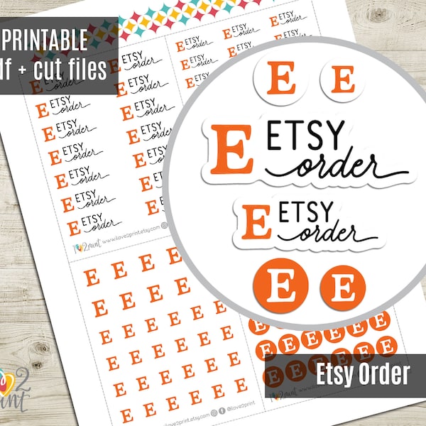 Etsy Order Planner Stickers, Etsy Delivery Hand-lettered / hand-drawn Printable Stickers, Printable Planner Sticker - CUT FILES