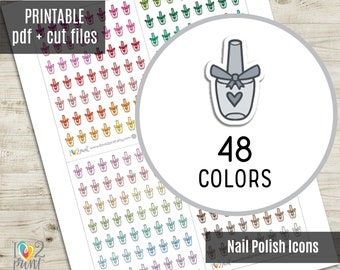 Nail Polish Little Icon Planner Stickers, Manicure Tiny Icon Printable Stickers, Icons Stickers, Printable Planner Sticker - CUT FILES