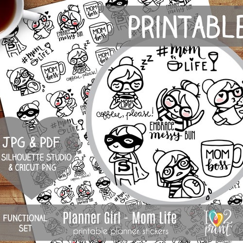 Planner Girl Winter Printable Planner Stickers Character - Etsy