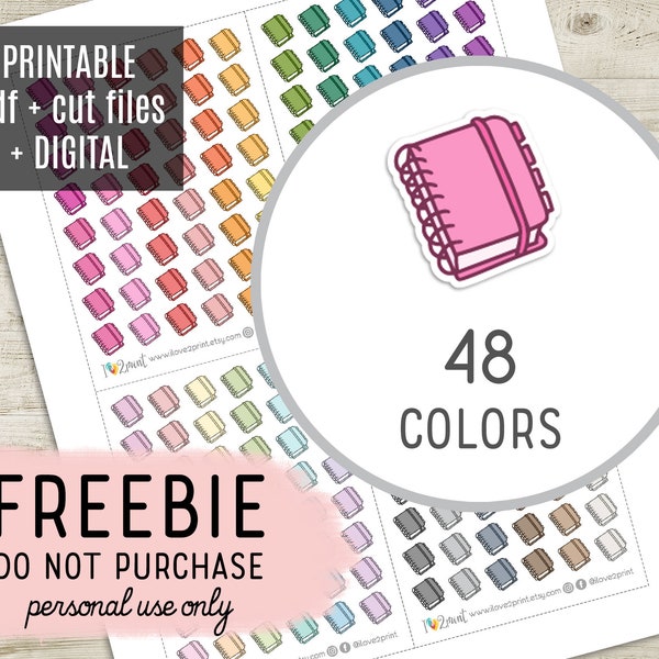FREE Planner Icons Planner Stickers, Freebie Mini Planner Icons Digital Printable Stickers, Goodnotes, Hobonichi - CUT FILES