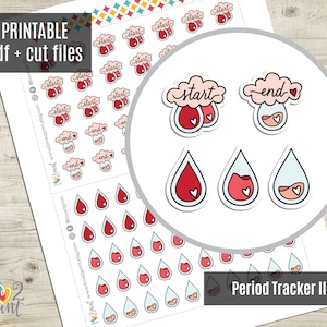 Period Tracker Planner Stickers, Shark Week Hand-lettered / hand-drawn Printable Stickers, Printable Planner Sticker - CUT FILES