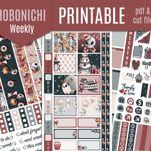 Printable CHRISTMAS Stickers Kit Hobonichi Weeks Christmas - Etsy