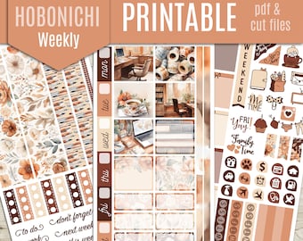 Cozy Office Hobonichi Weeks Printable Planner Stickers - Hobo Planner Stickers, Weekly Printable Stickers, Journal  - Cut file