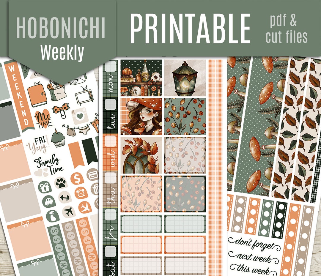 Fall Witch Hobonichi Weeks Printable Planner Stickers Autumn Hobo ...