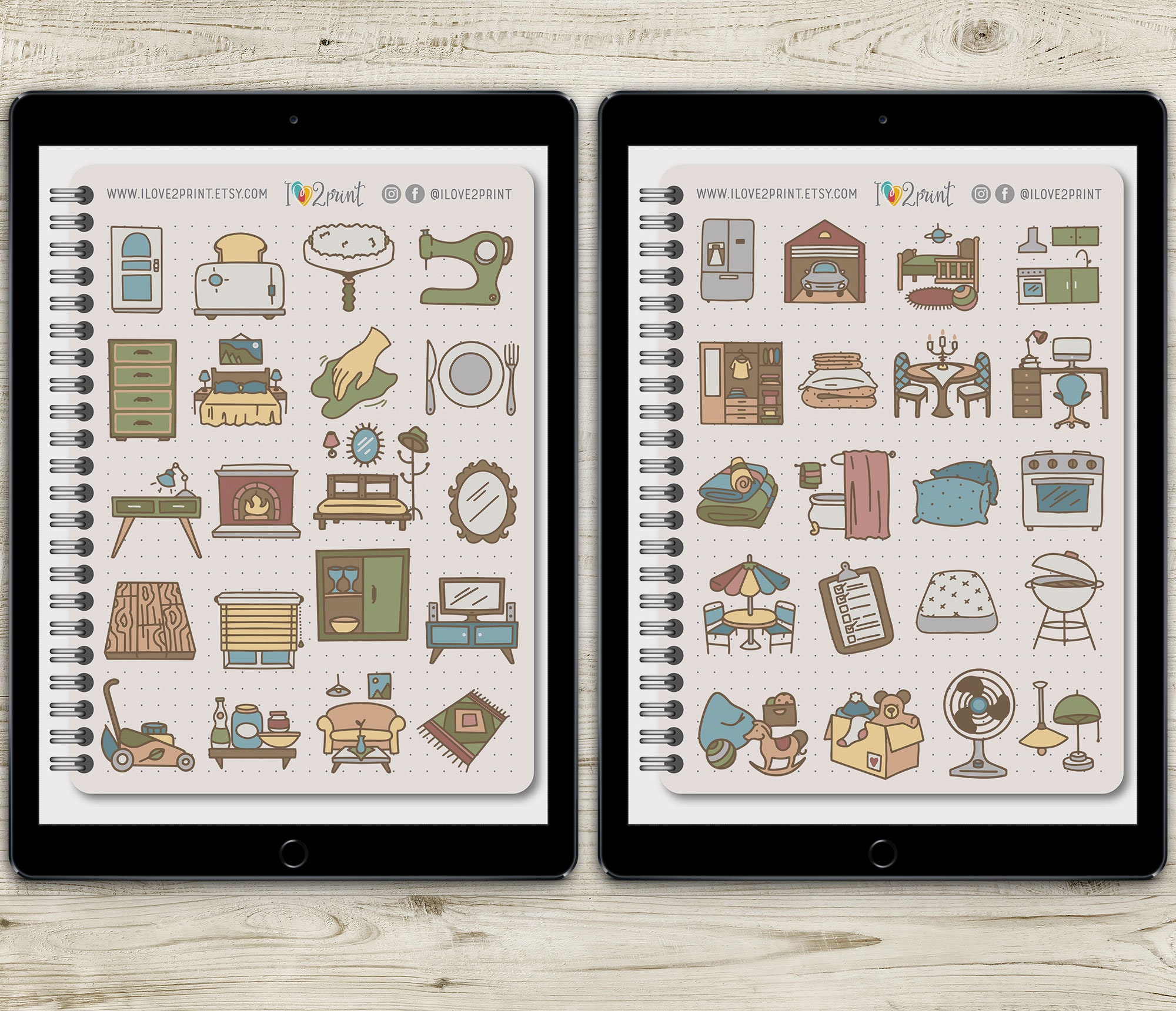 Housework Icons Goodnotes Sticker Book Clean Digital - Etsy