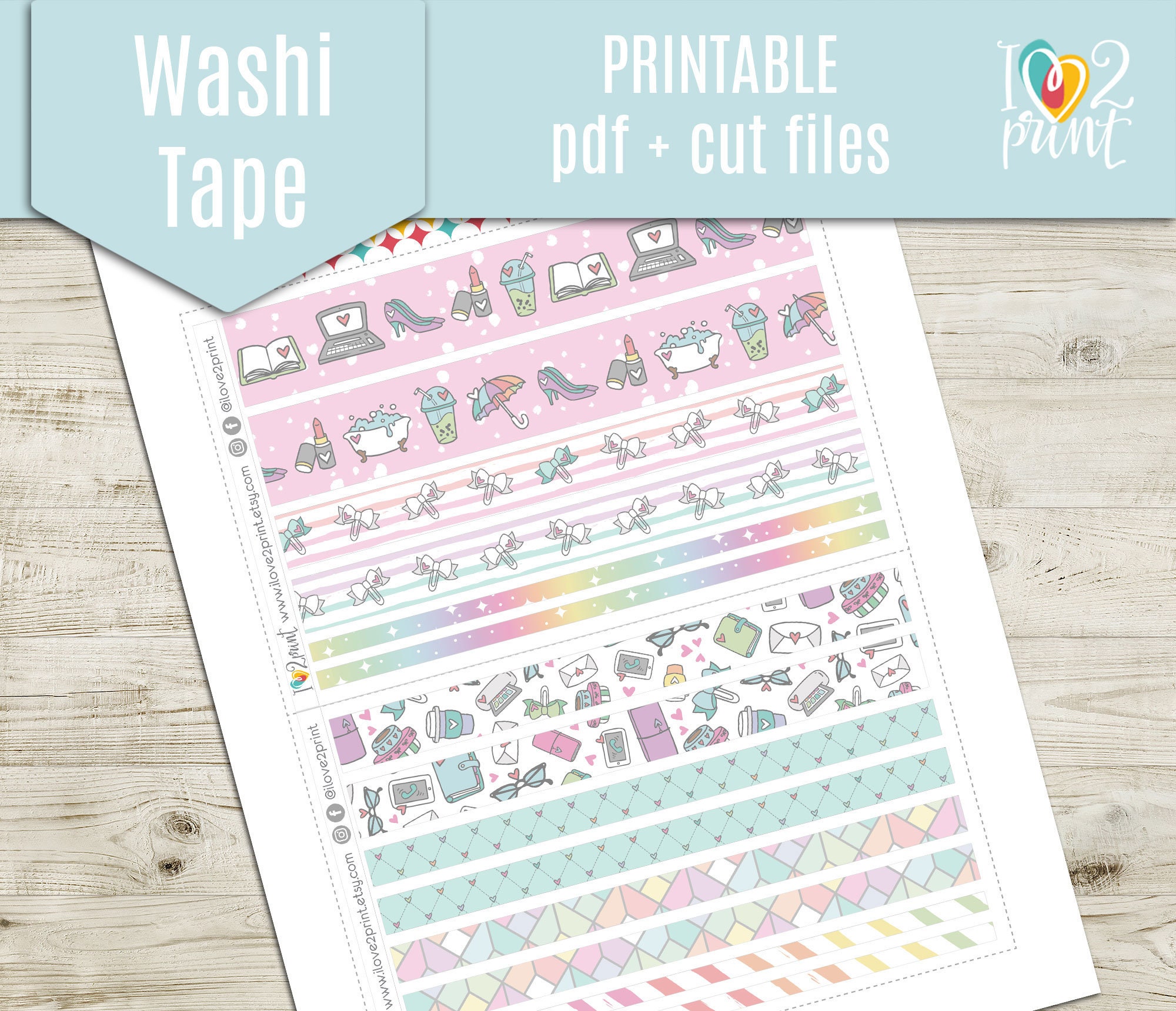 Washi Tape Printable, Junk Journal Printable, No. 92 