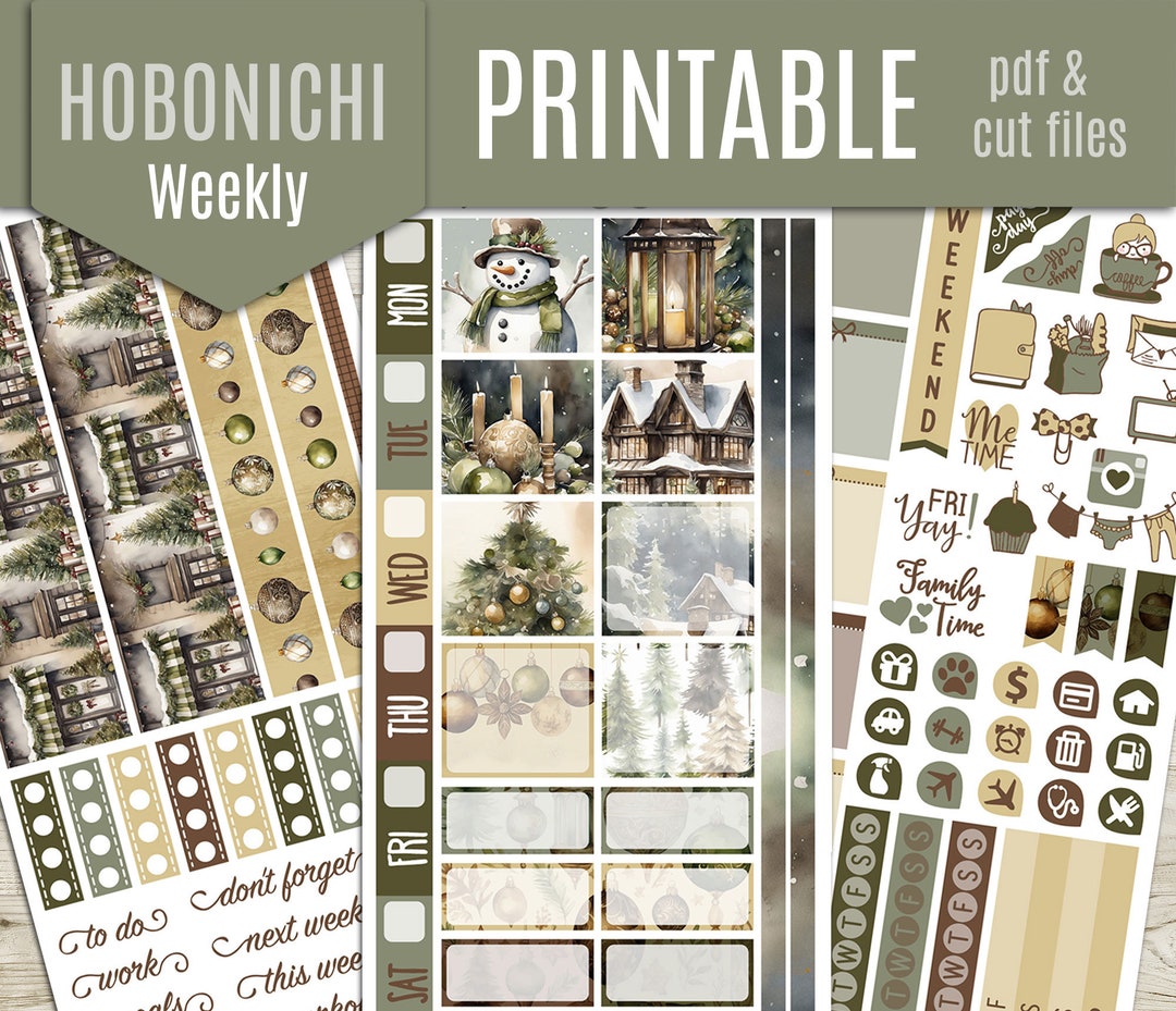 Nordic Christmas Hobonichi Weeks Printable Planner Stickers Hobo ...