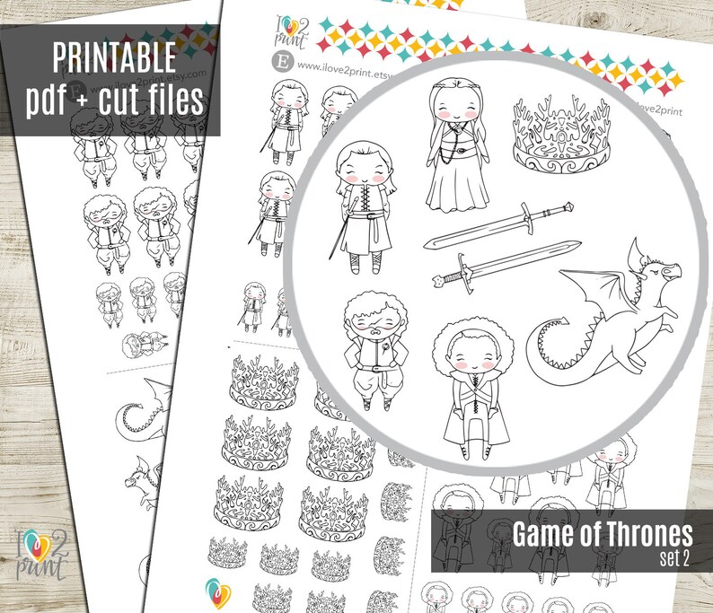 Game of Thrones Inspired set II Printable Planner Stickers | Etsy