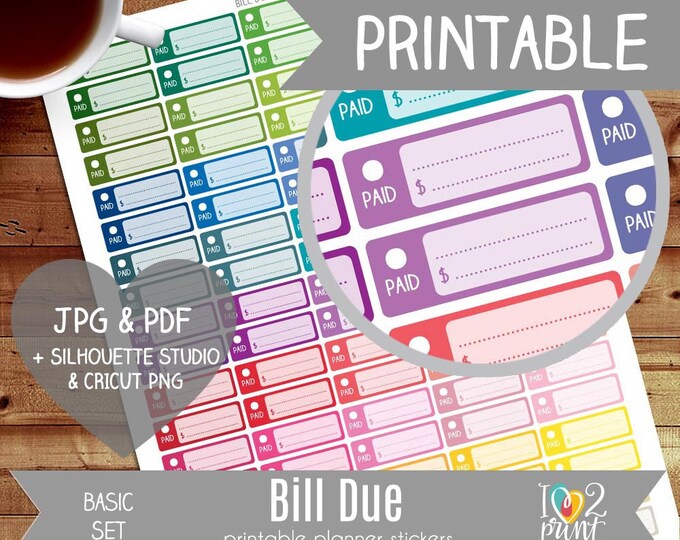 Budget Planner Stickers, Bill Due Stickers, Bill Due Planner Stickers ...