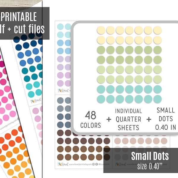 Kleine Dot Planner Sticker, druckbare Punkt Kreise, Planner Sticker, Bullet Journal, Hobonichi, Erin Condren, Cut Files