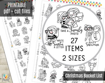 Planner Girl Christmas / Winter Bucket List Planner Stickers, Printable Stickers, Character Stickers, Functional, Bujo, Coloring - CUT FILES