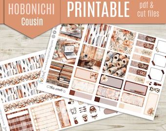 Cozy Office Hobonichi Cousin Printable Planner Stickers - Weekly Hobo Cousin Planner Stickers, Printable Stickers, Journal  - Cut file