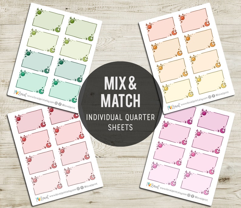 Space Half Box Planner Stickers Half Box Printable Stickers - Etsy