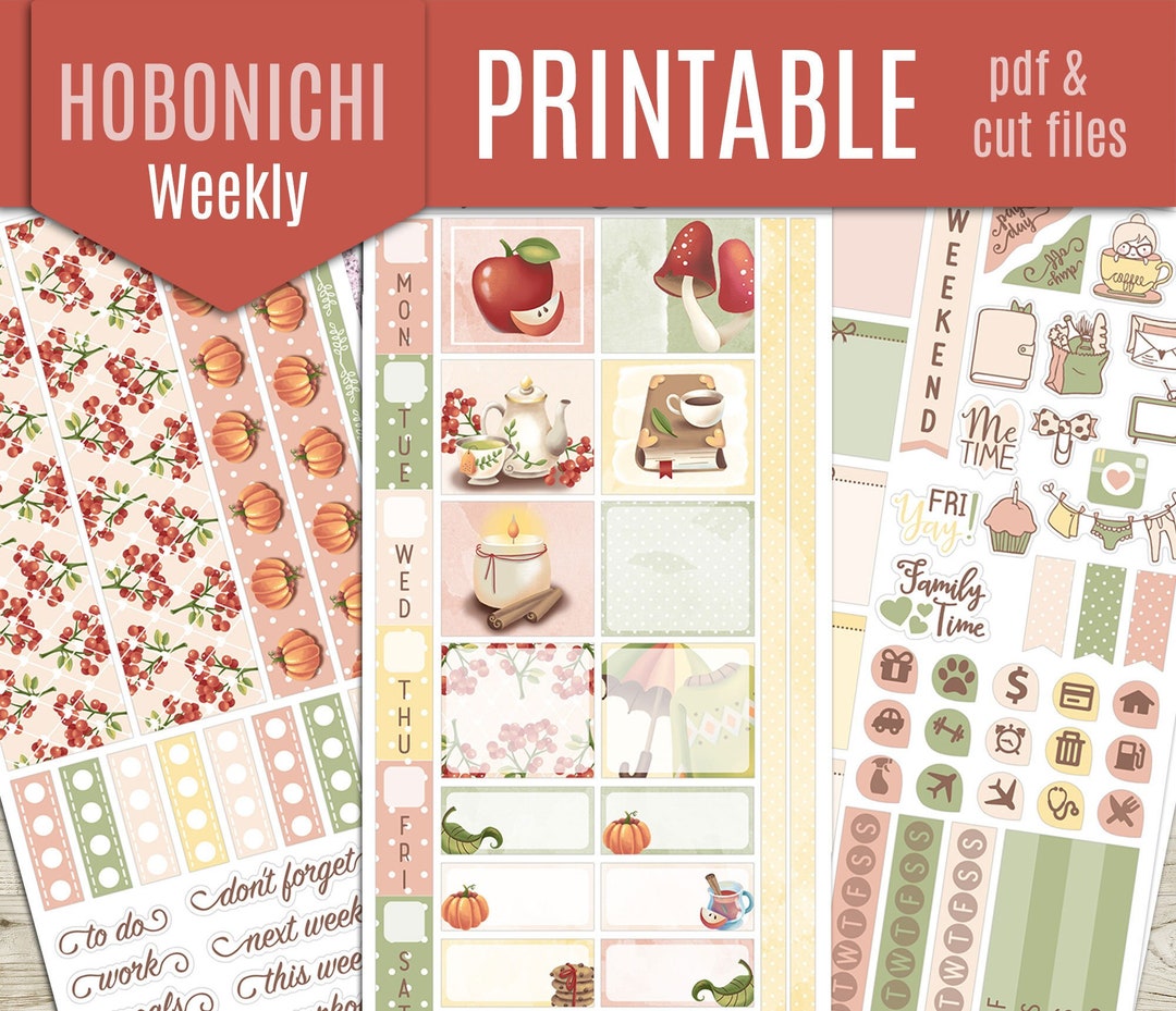 Hobonichi Weeks Weekly Printable Planner Stickers COZY AUTUMN Hobonichi ...