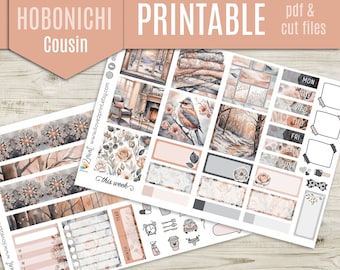 Rose Winter Hobonichi Cousin Printable Planner Stickers - Weekly Hobo Cousin Planner Stickers, Printable Stickers, Journal  - Cut file