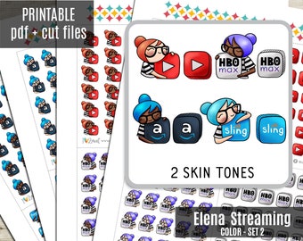 Elena Planner Girl Streaming Service Color Set 2 - TV Show Planner Stickers, Printable Stickers, Character, Journal, Printable - CUT FILES