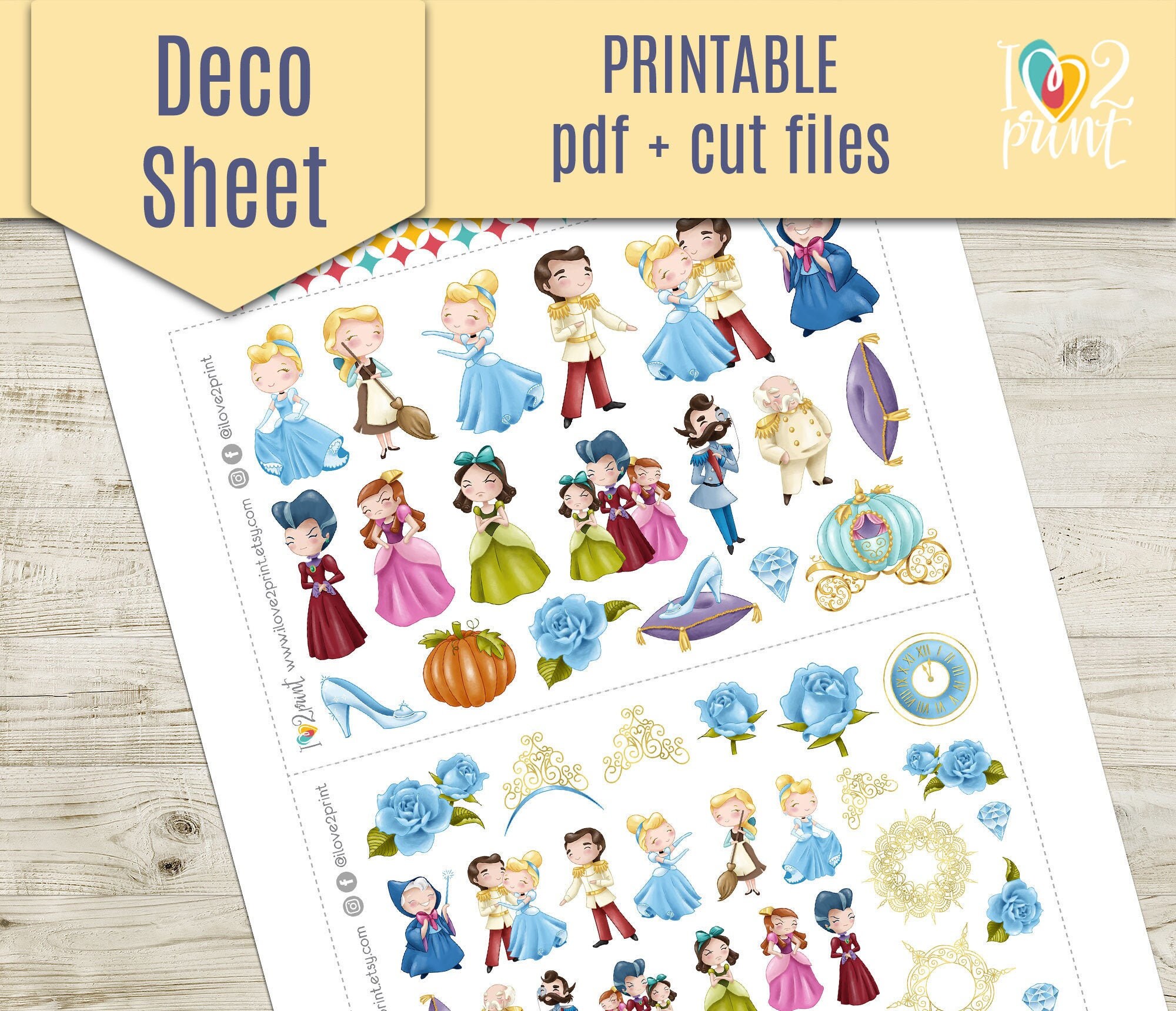 Cinderella Deco Planner Stickers New Year Princess Printable | Etsy