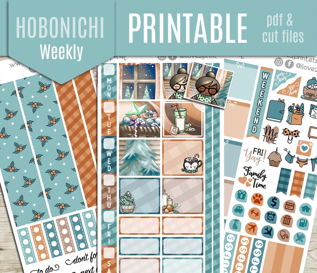 Cozy Christmas Hobonichi Weeks Printable Planner Stickers Holidays ...