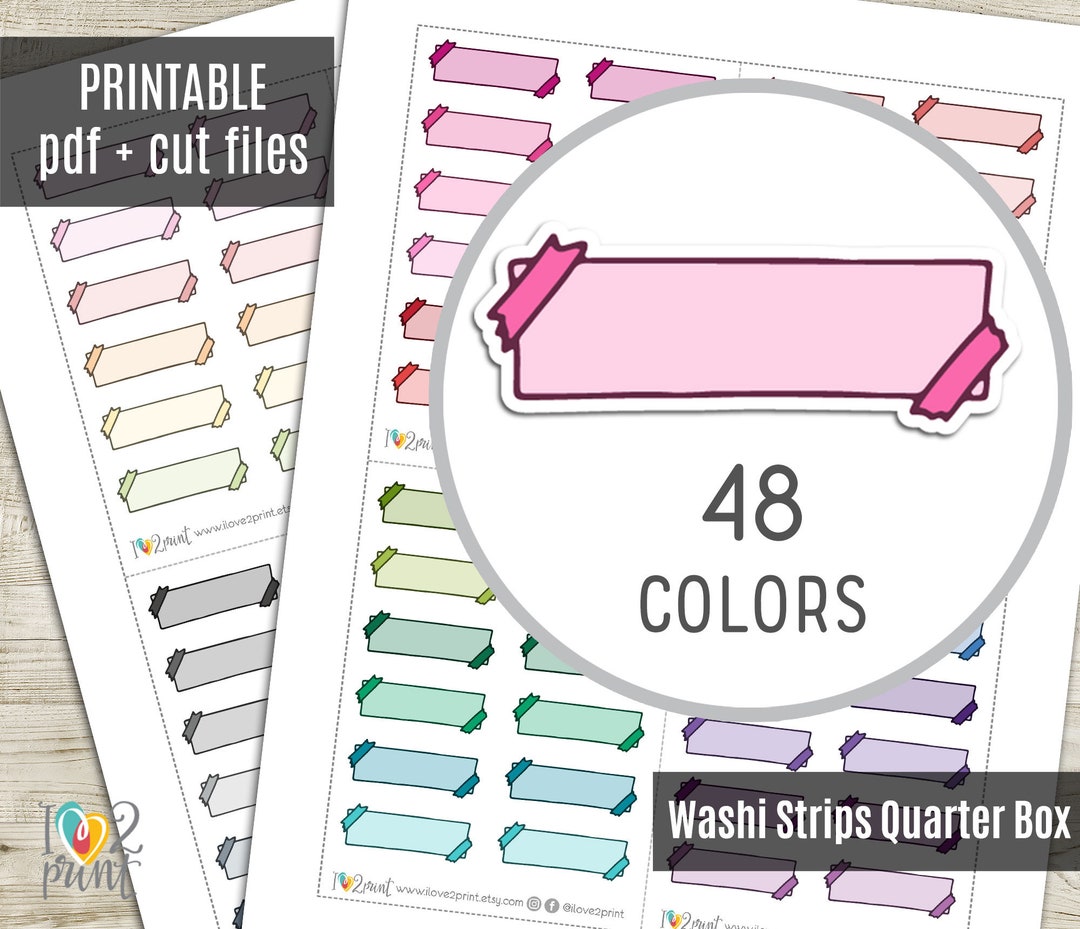 Washi Strips Quarter Box Planner Stickers Printable Stickers - Etsy