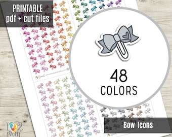 Bow Little Icon Planner Stickers, Bow Clip Tiny Icon Printable Stickers, Icons Stickers, Printable Planner Sticker - CUT FILES
