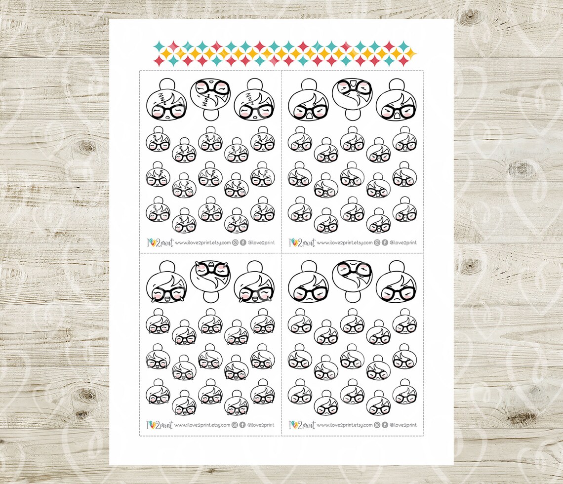 Planner Girl Mood/expressions Set2 Planner Stickers Printable | Etsy