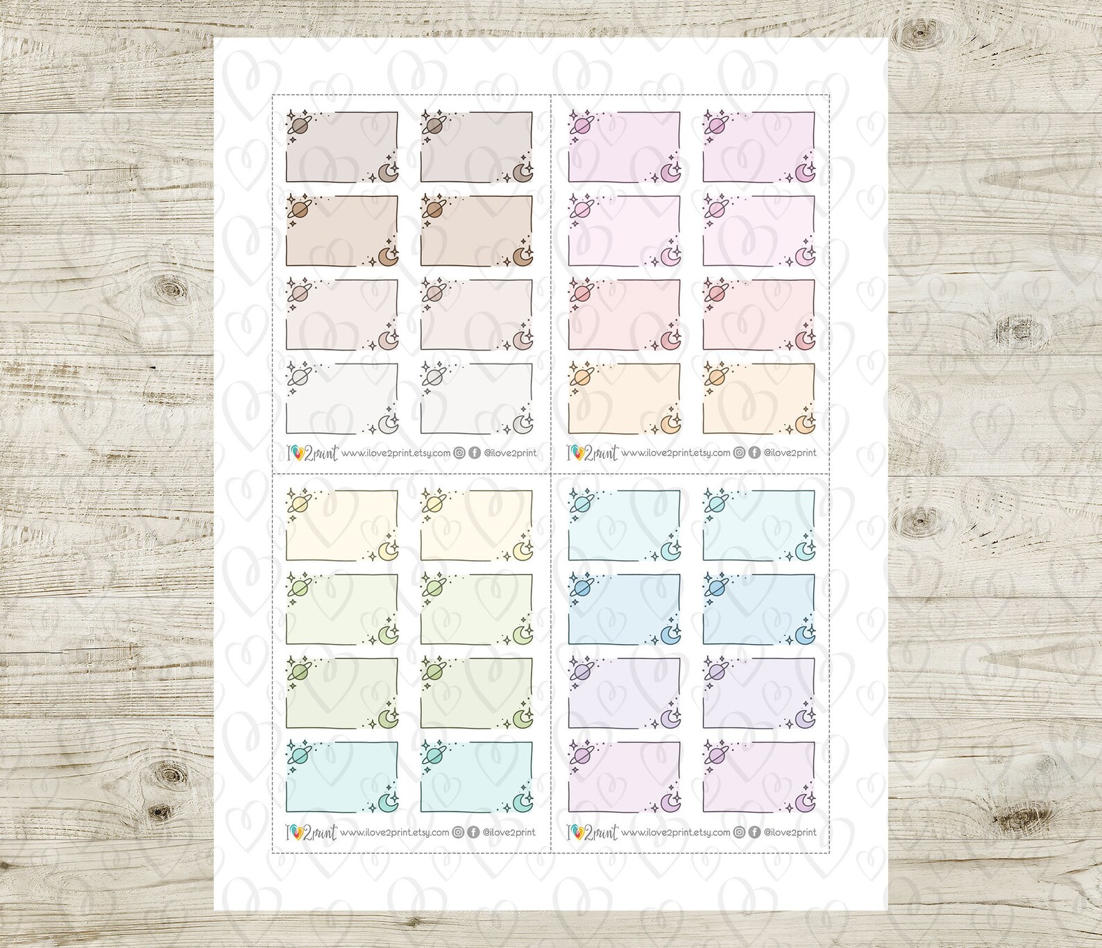 Space Half Box Planner Stickers Half Box Printable Stickers - Etsy