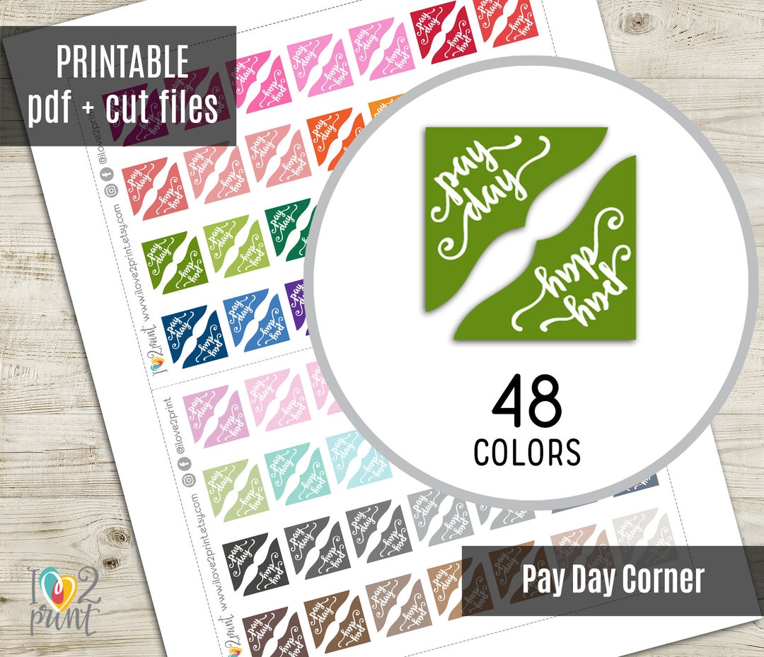 Pay Day Corners Planner Stickers, Pay Day Printable Stickers, Icons ...