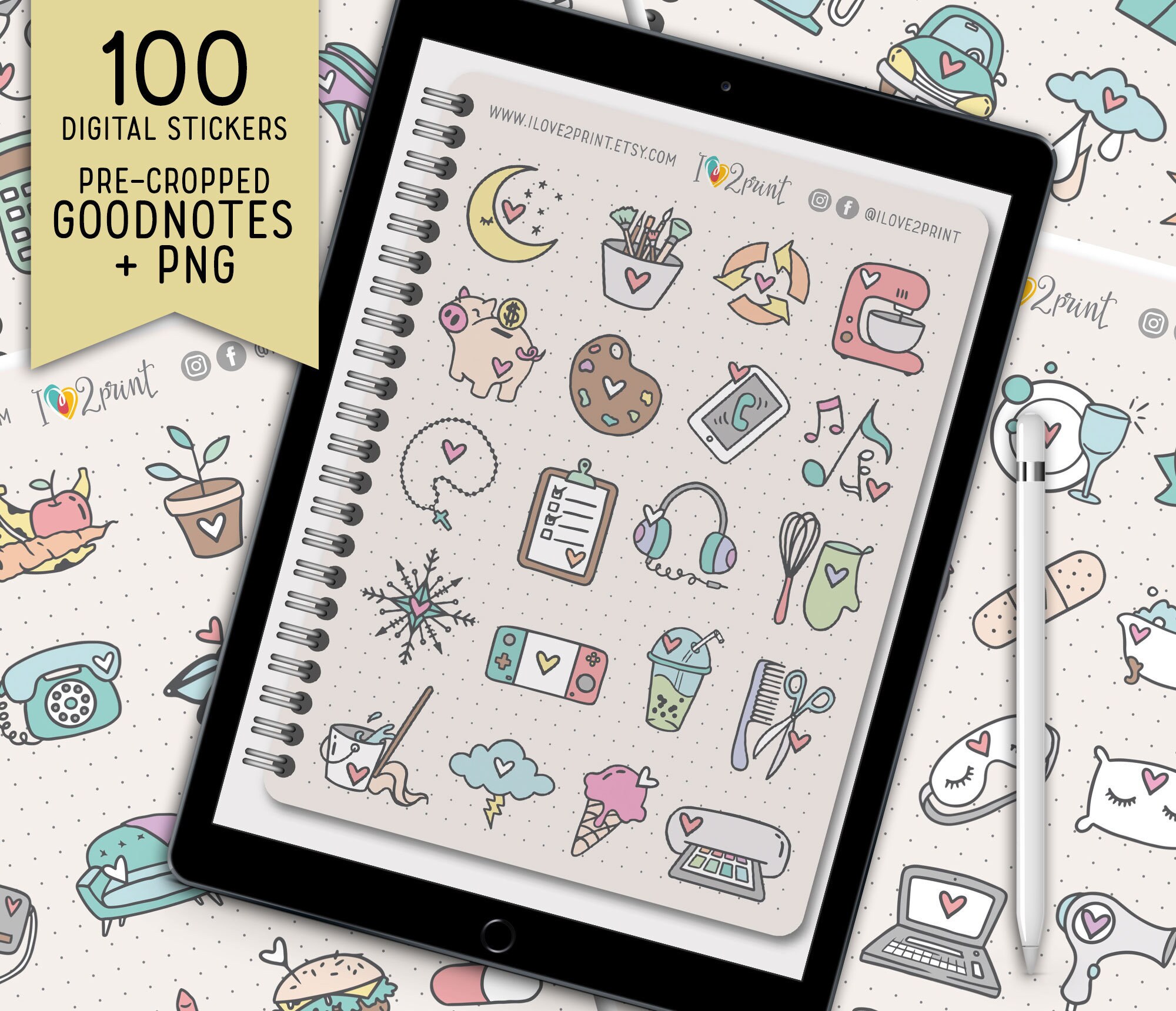 Planner Icons Goodnotes Sticker Book Cute Icons Digital Etsy