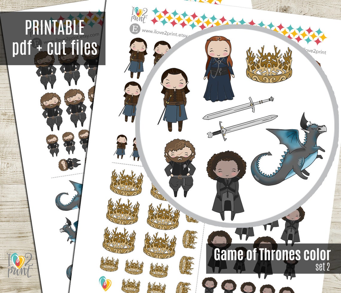 Game of Thrones Colored Set II Printable Planner Stickers GOT | Etsy