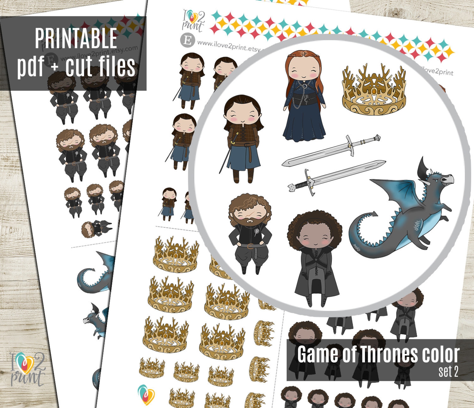Game of Thrones Colored Set II Printable Planner Stickers, GOT ...