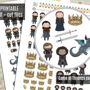 Game of Thrones Colored Set II Printable Planner Stickers, GOT ...