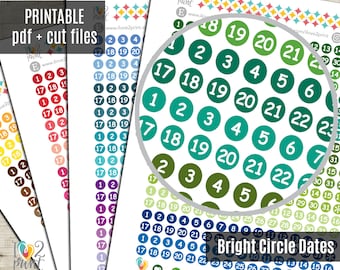 Dot Date Numbers Planner Stickers, Printable Stickers, Day Covers Stickers,  Date Covers Stickers, Cover up - CUT FILES