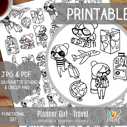 Planner Girl Travel / Trip Printable Planner Stickers Erin | Etsy