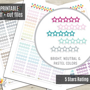 5 Stars Rating Planner Stickers, Movies Rating hand-drawn Printable Stickers, Printable Planner Sticker, Journal Stickers - CUT FILES