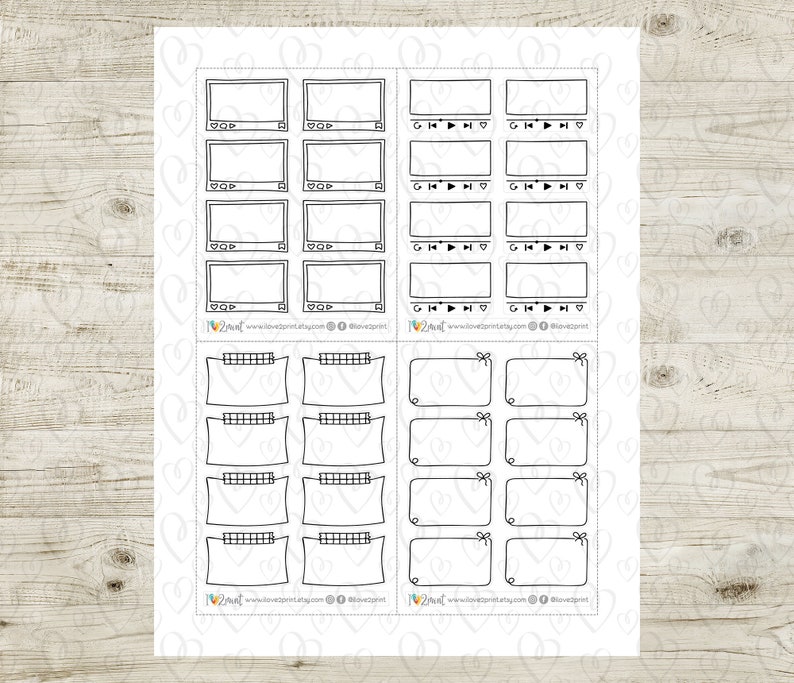 Social Notes BW Doodle Half Box Planner Stickers Half Boxes - Etsy