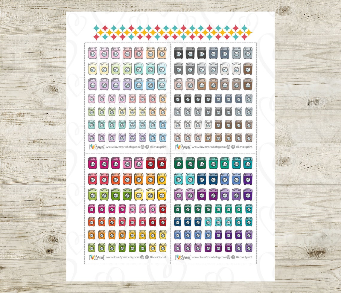 Washing Machine Planner Stickers Hand-drawn Laundry Icon - Etsy