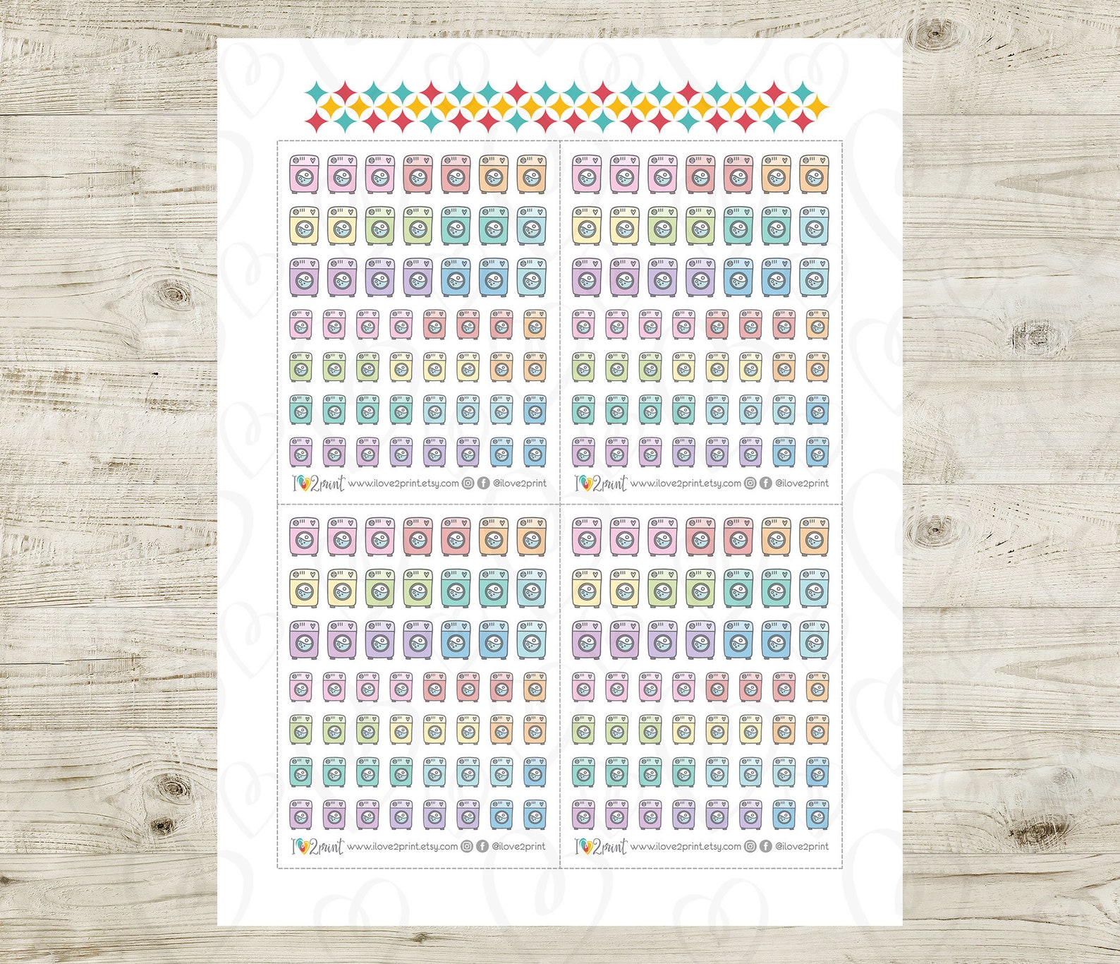 Washing Machine Planner Stickers Hand-drawn Laundry Icon - Etsy