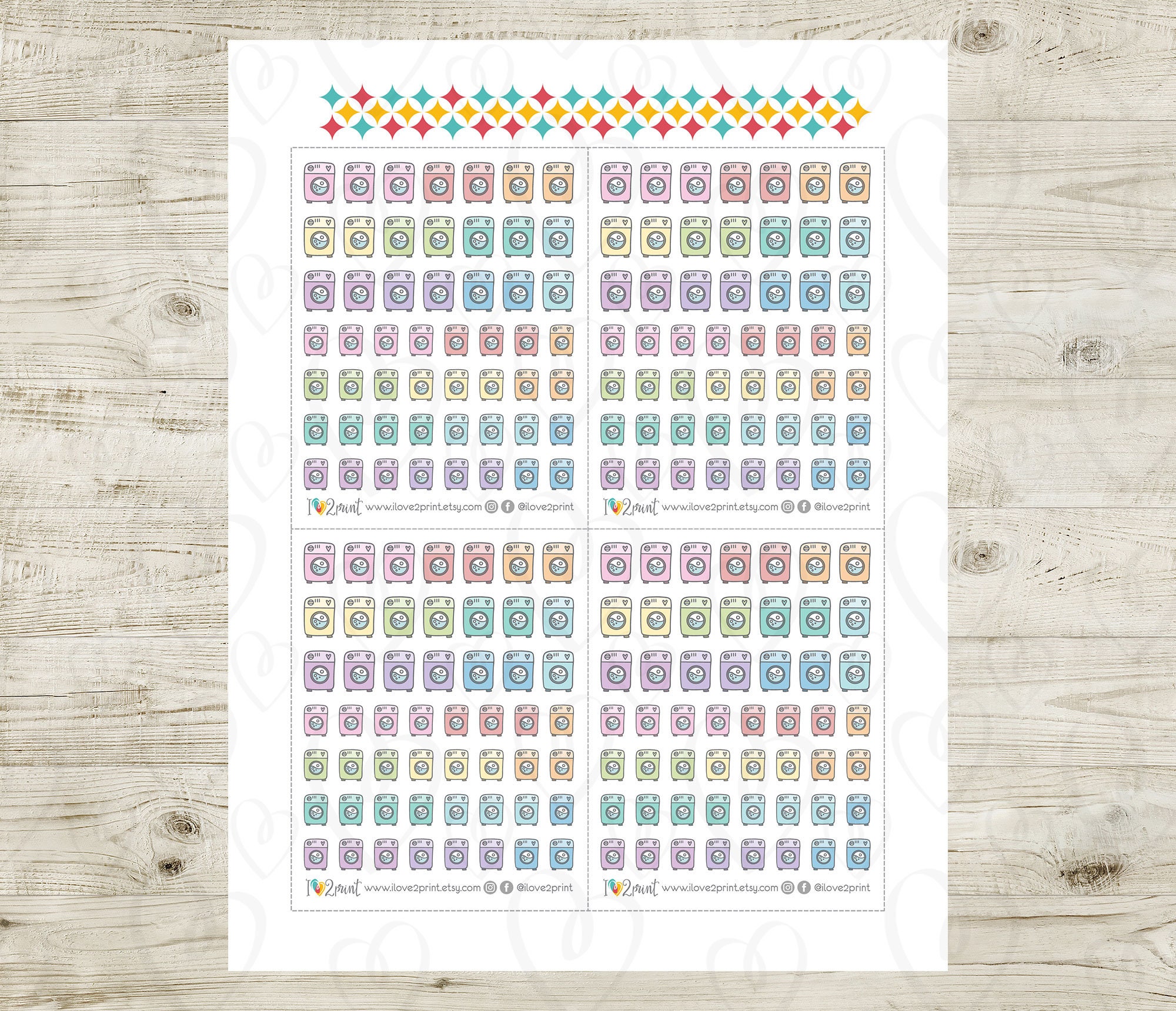 Washing Machine Planner Stickers Hand-drawn Laundry Icon - Etsy