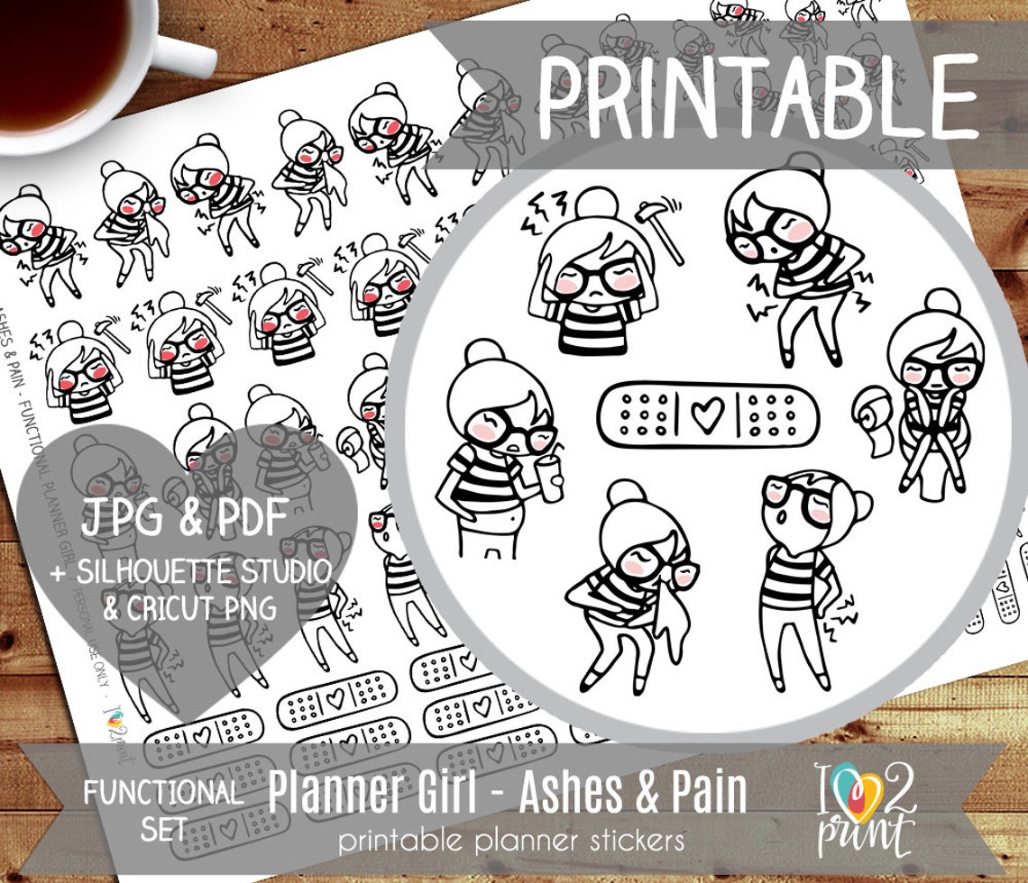 Planner Girl Aches and Pain Printable Planner Stickers | Etsy