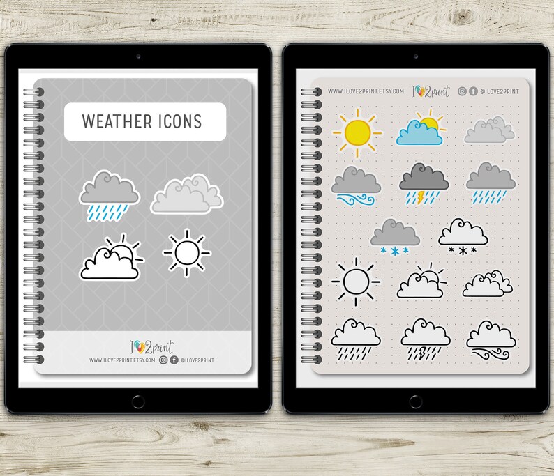 Weather Icons Goodnotes Sticker Book Digital Stickers Pre Etsy