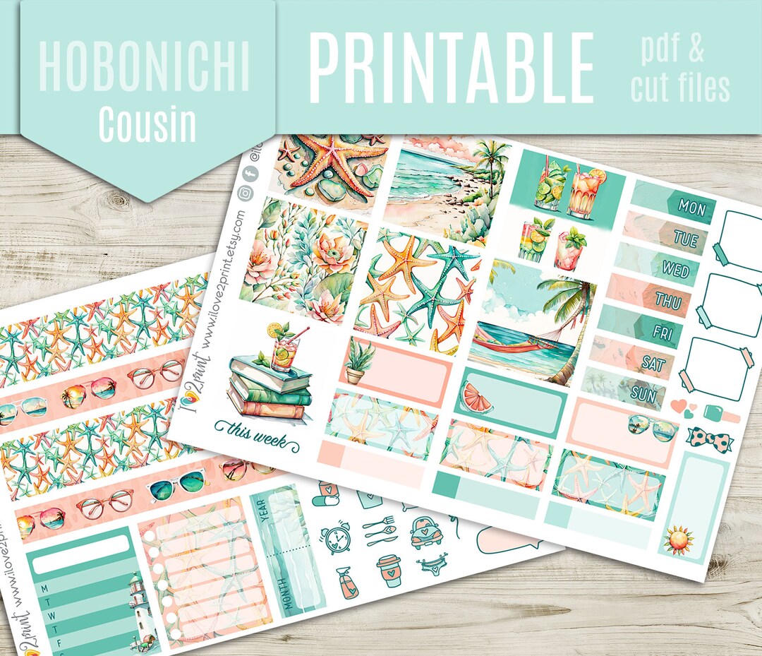 Sunny Day Hobonichi Cousin Printable Planner Stickers Weekly Hobo ...