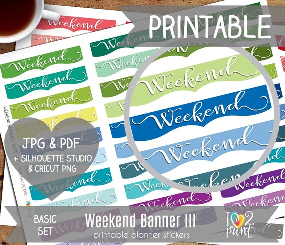 Weekend Banner Printable Planner Stickers Erin Condren | Etsy