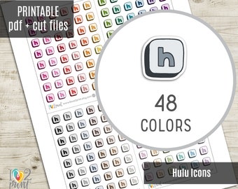 Hulu Little Icon Planner Stickers, Streaming Tiny Icon Printable Stickers, Mini Icons, Printable Planner Stickers - CUT FILES