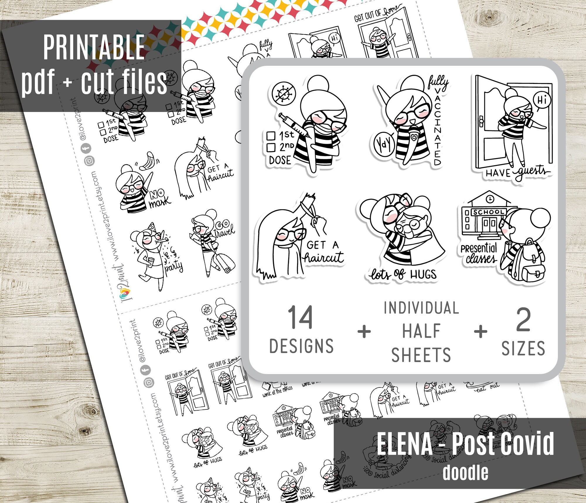 Elena Planner Girl Postcovid Bucket List Doodle Planner Etsy