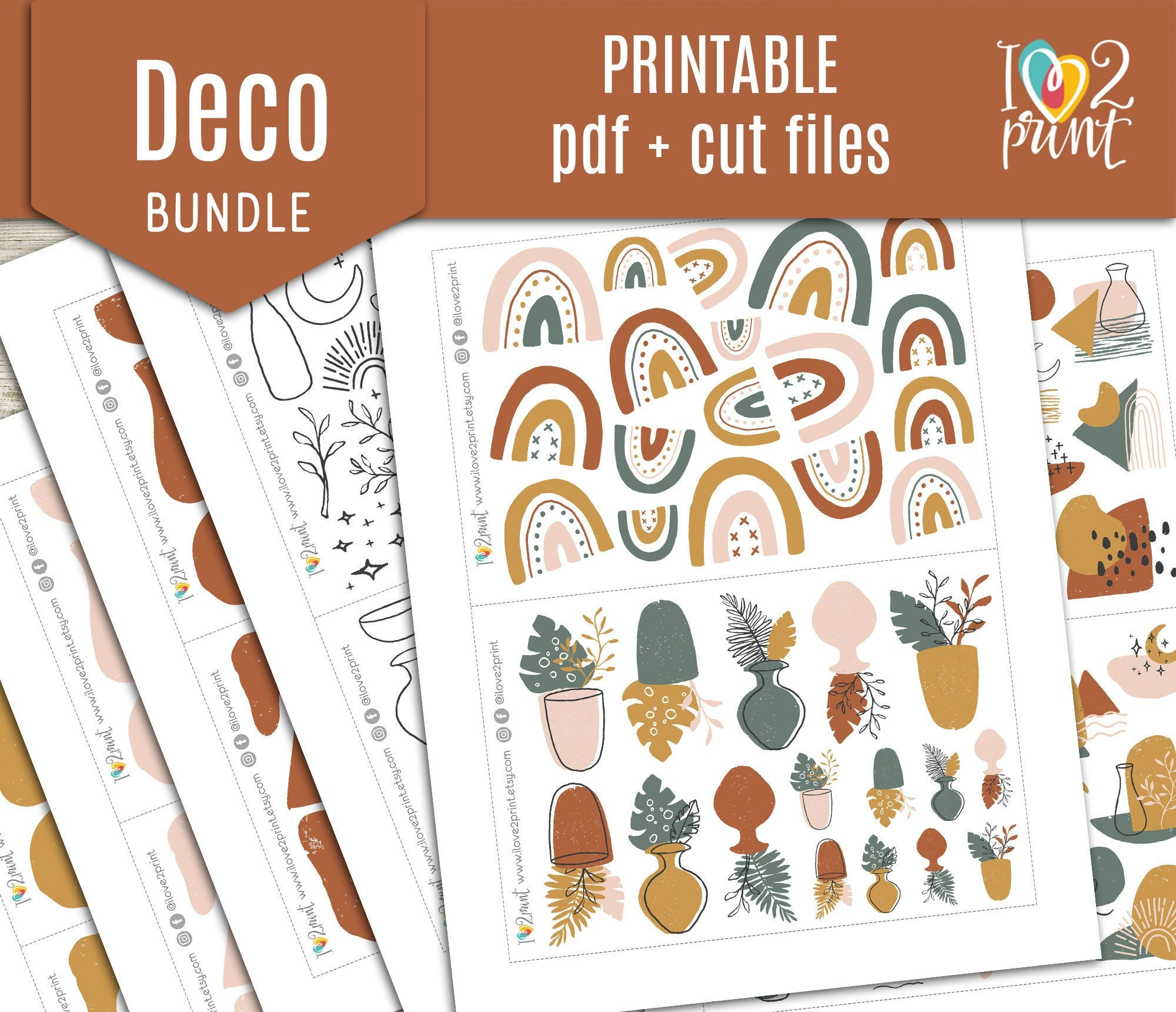 Earthy tone abstract Shape Stickers, Neutral Planner Stickers, Colorful  shape Stickers, Bullet Journal Stickers