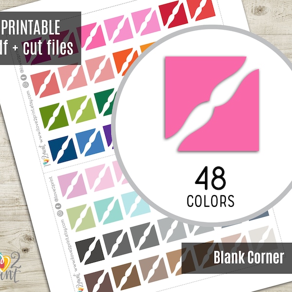 Blank Corners Planner Stickers, Blank Printable Stickers, Icons Stickers, Printable Planner Sticker - CUT FILES