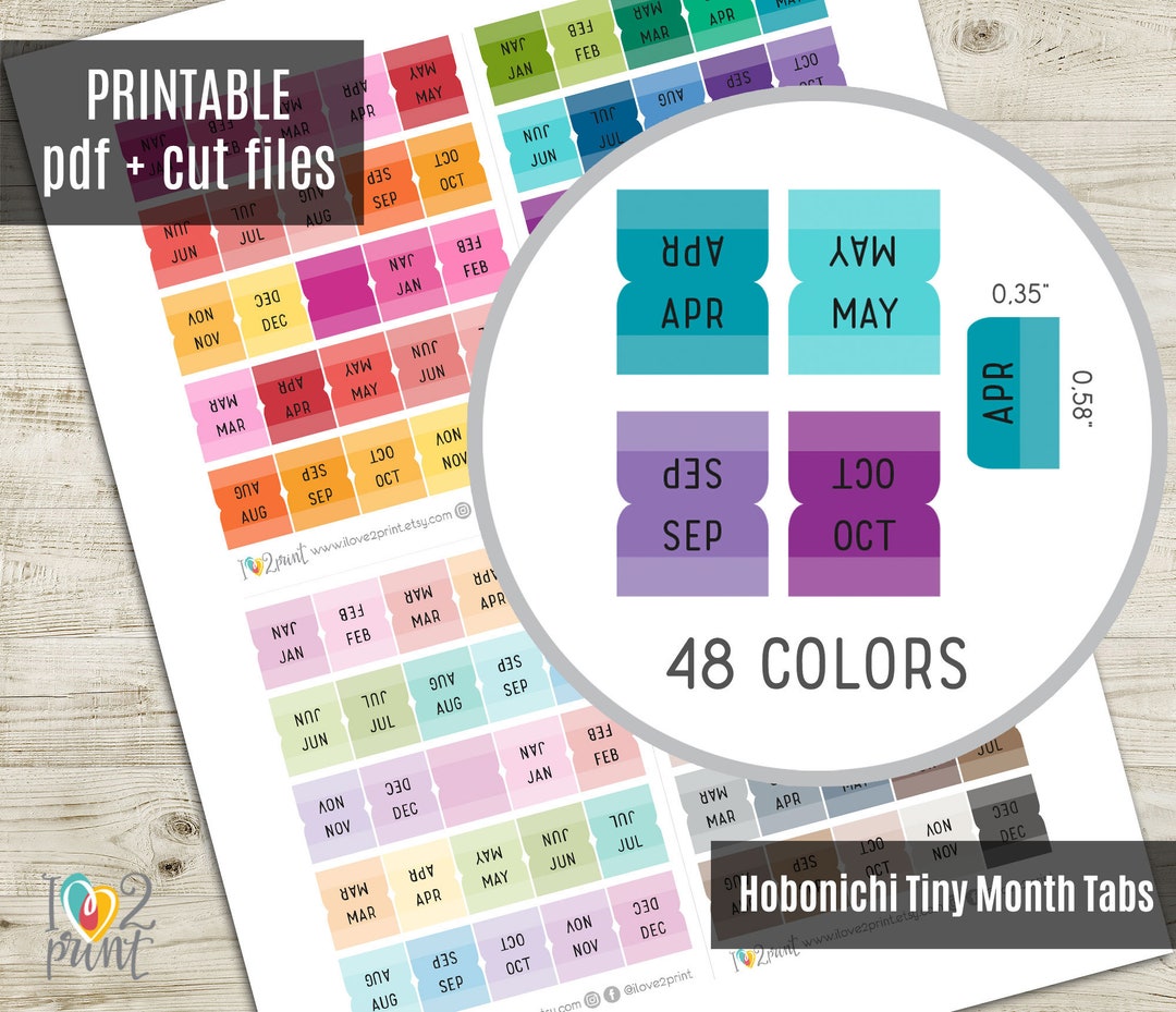 Hobonichi Monthly Tabs Planner Stickers, Tiny Index Tabs 48 Colors