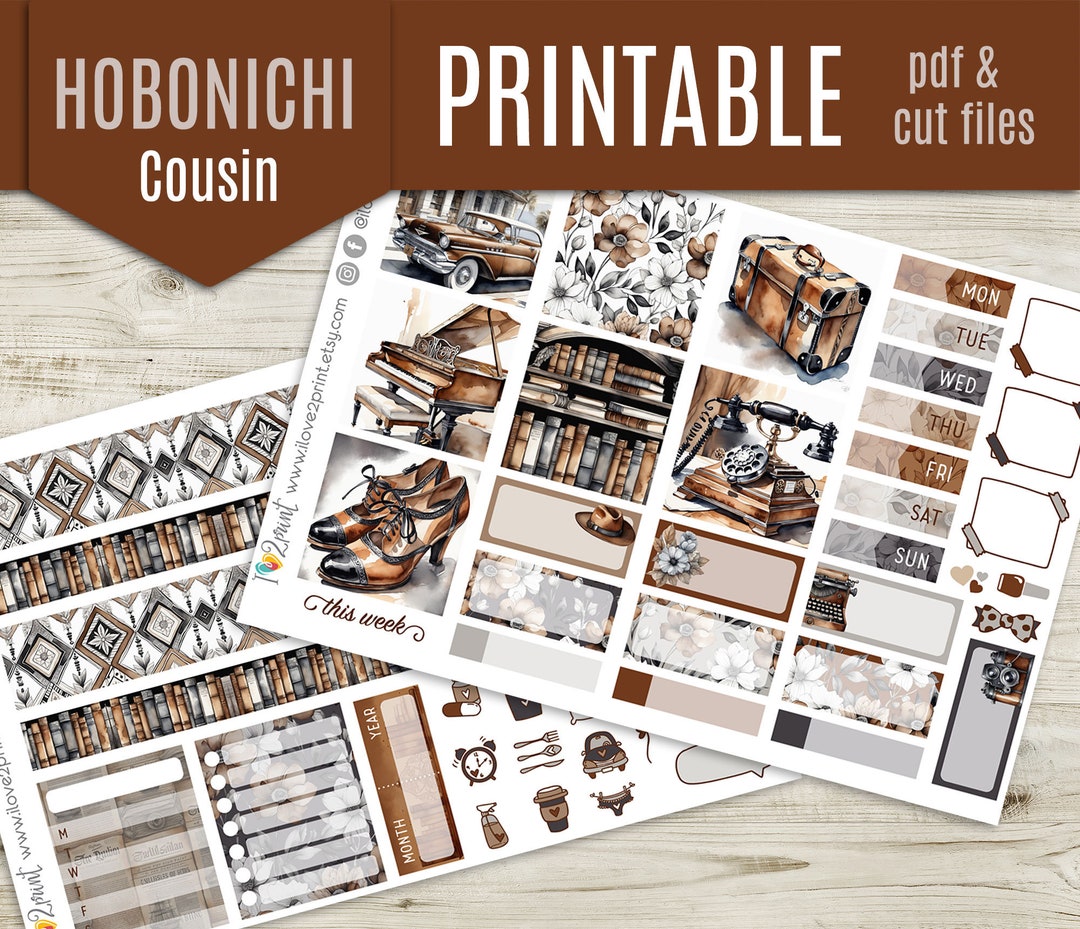 Vintage Life Hobonichi Cousin Printable Planner Stickers Weekly Hobo ...