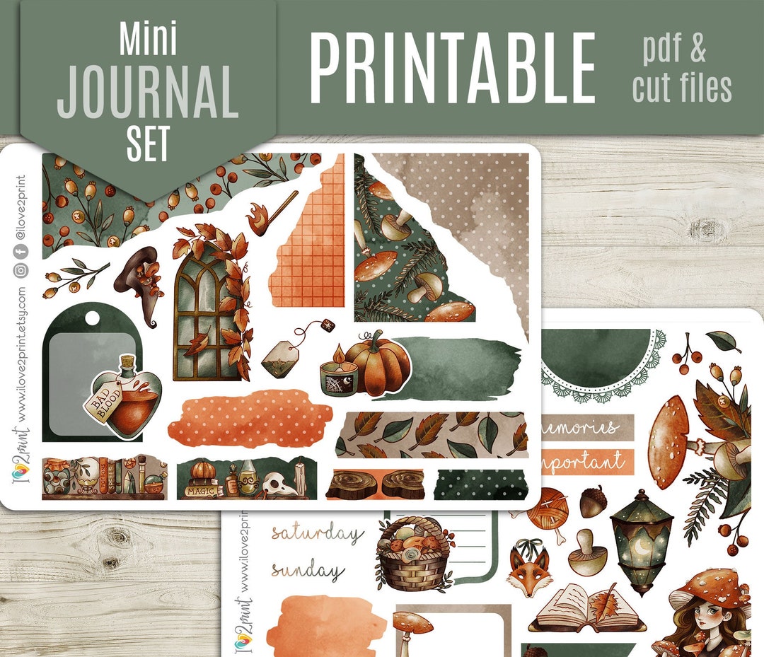 Fall Witch Watercolor Journalling Planner Stickers, Autumn Halloween ...